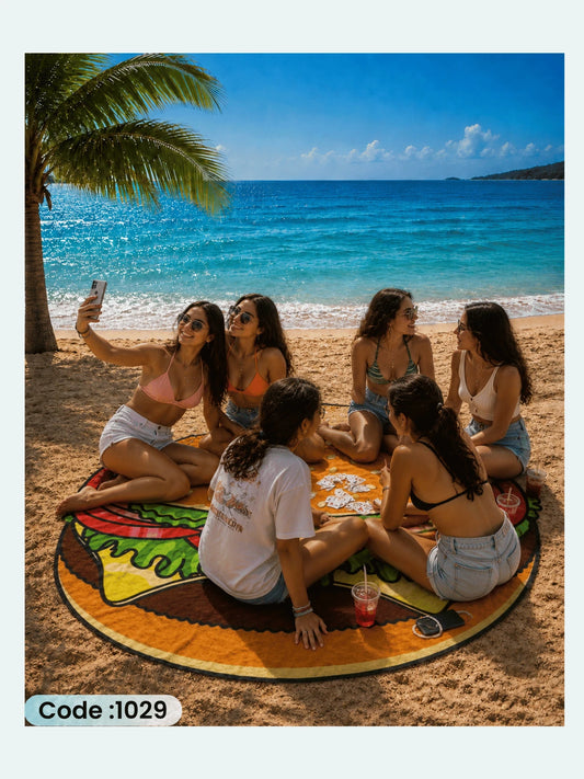 Classic Burger Round Beach Blanket – Code 1029
