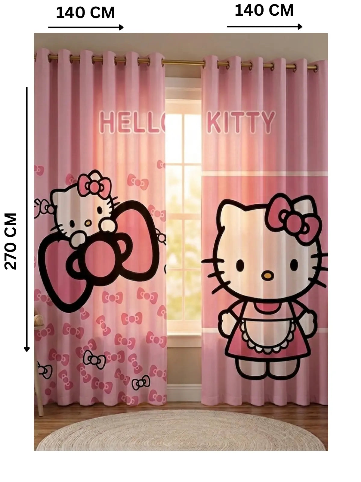 Hello Kitty Pink - ستارة أطفال 280سم×270 سم | طباعة ديجيتال