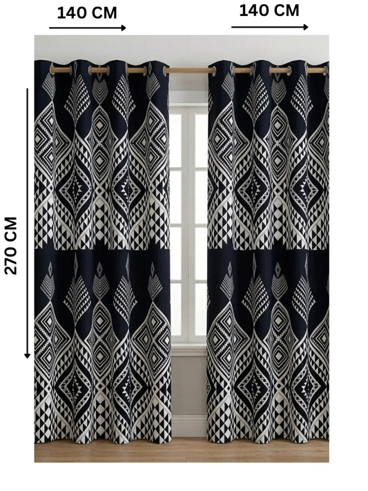 Geometric Pattern - ستارة قطيفة همر 280سم×270 سم | طباعة ديجيتال