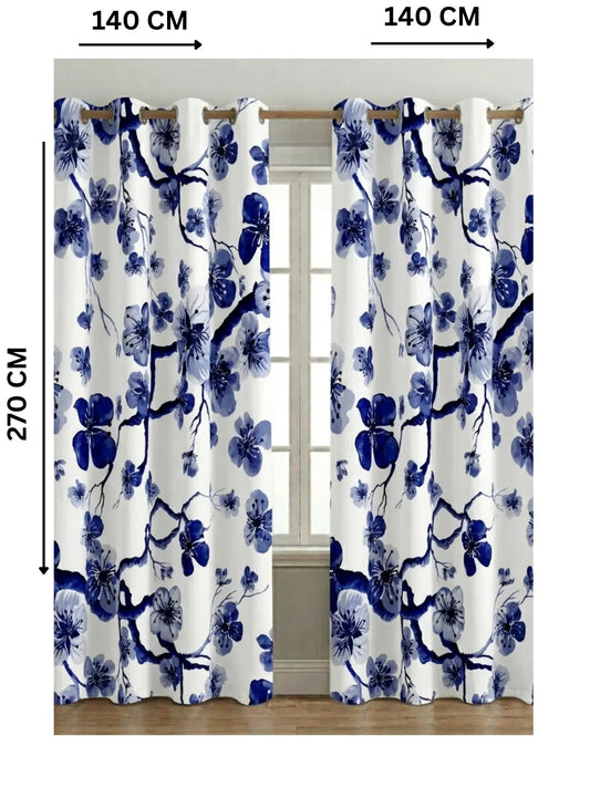 Blue Blossom - ستارة قطيفة همر 280سم×270 سم | طباعة ديجيتال