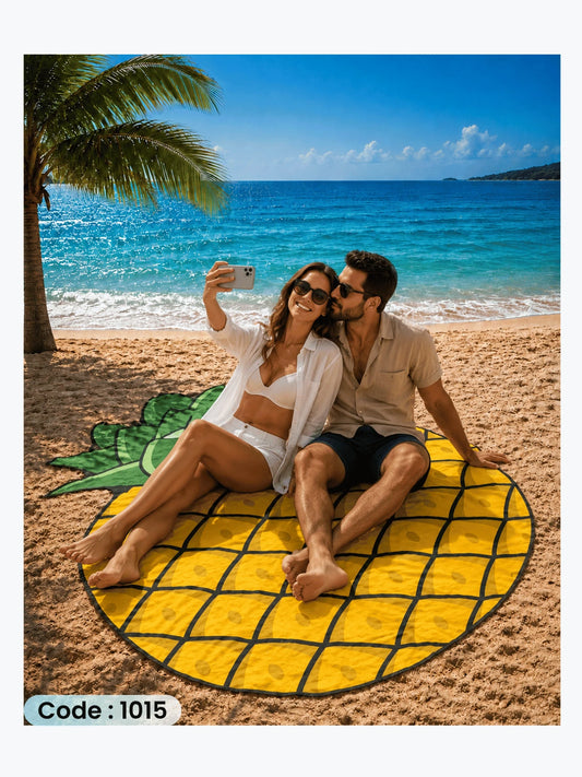 Pineapple Beach Blanket – Tropical Linen Beach Mat | Code 1015