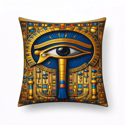 egyptian-eye-of-horus-throw-pillow-pharaonic-cushion-gold-blue-front-view