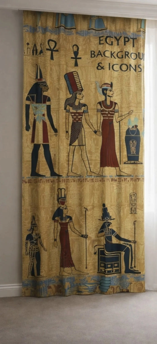 egyptian hieroglyphic curtains left view