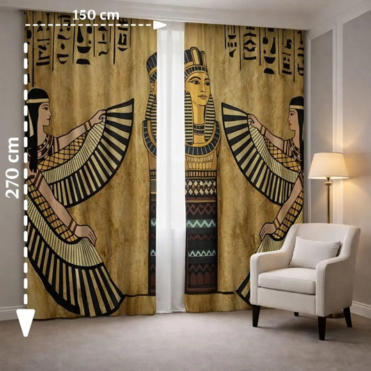 egyptian pharaonic queen curtains with dimensions