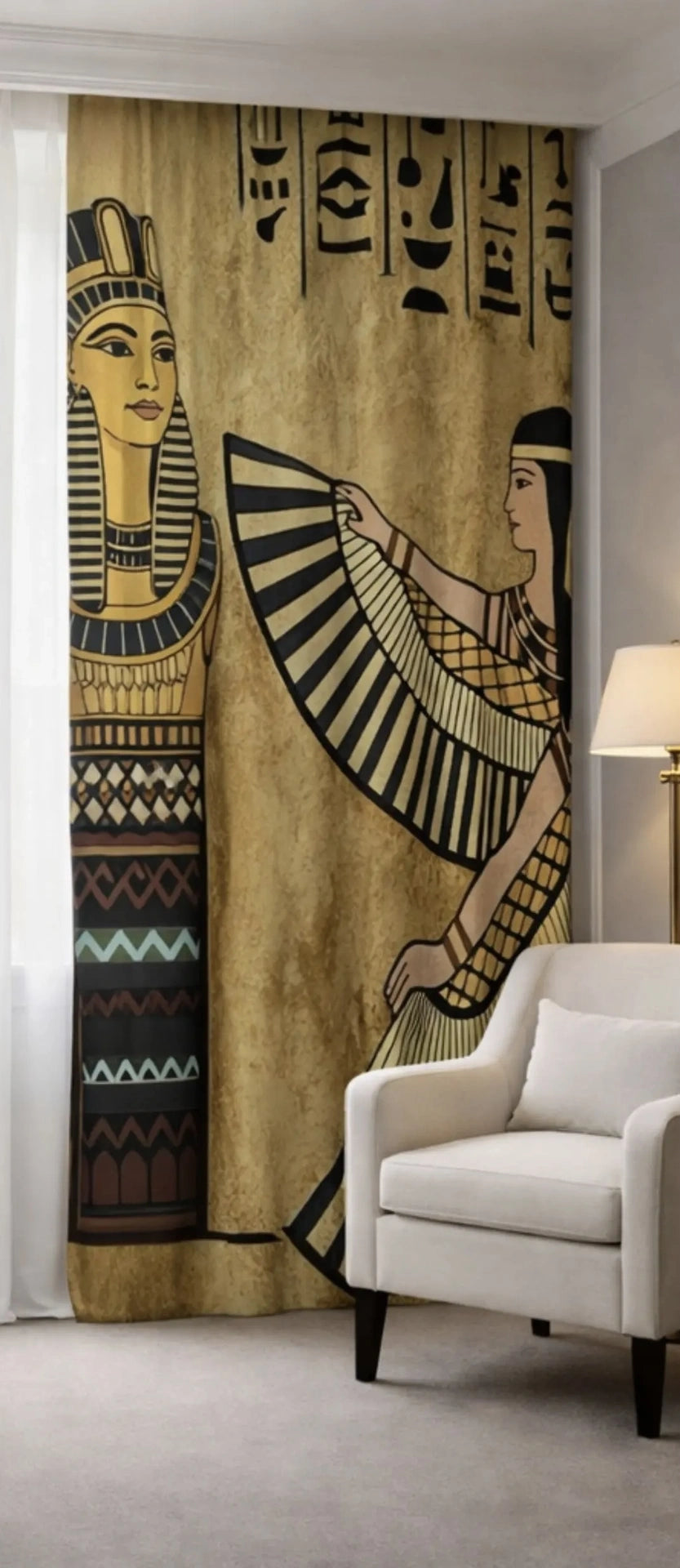 egyptian pharaonic queen curtains right view