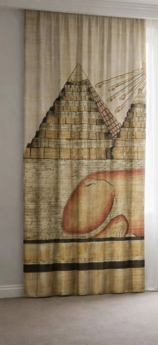 egyptian pyramids curtains beige left view