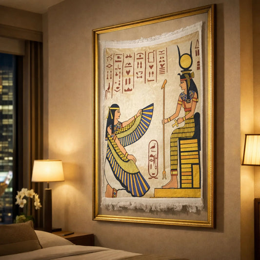 pharaonic-framed-wall-hanging-royal-scene-hieroglyphics