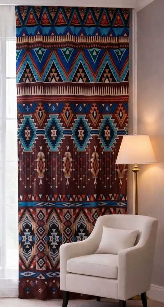 oriental geometric design curtain