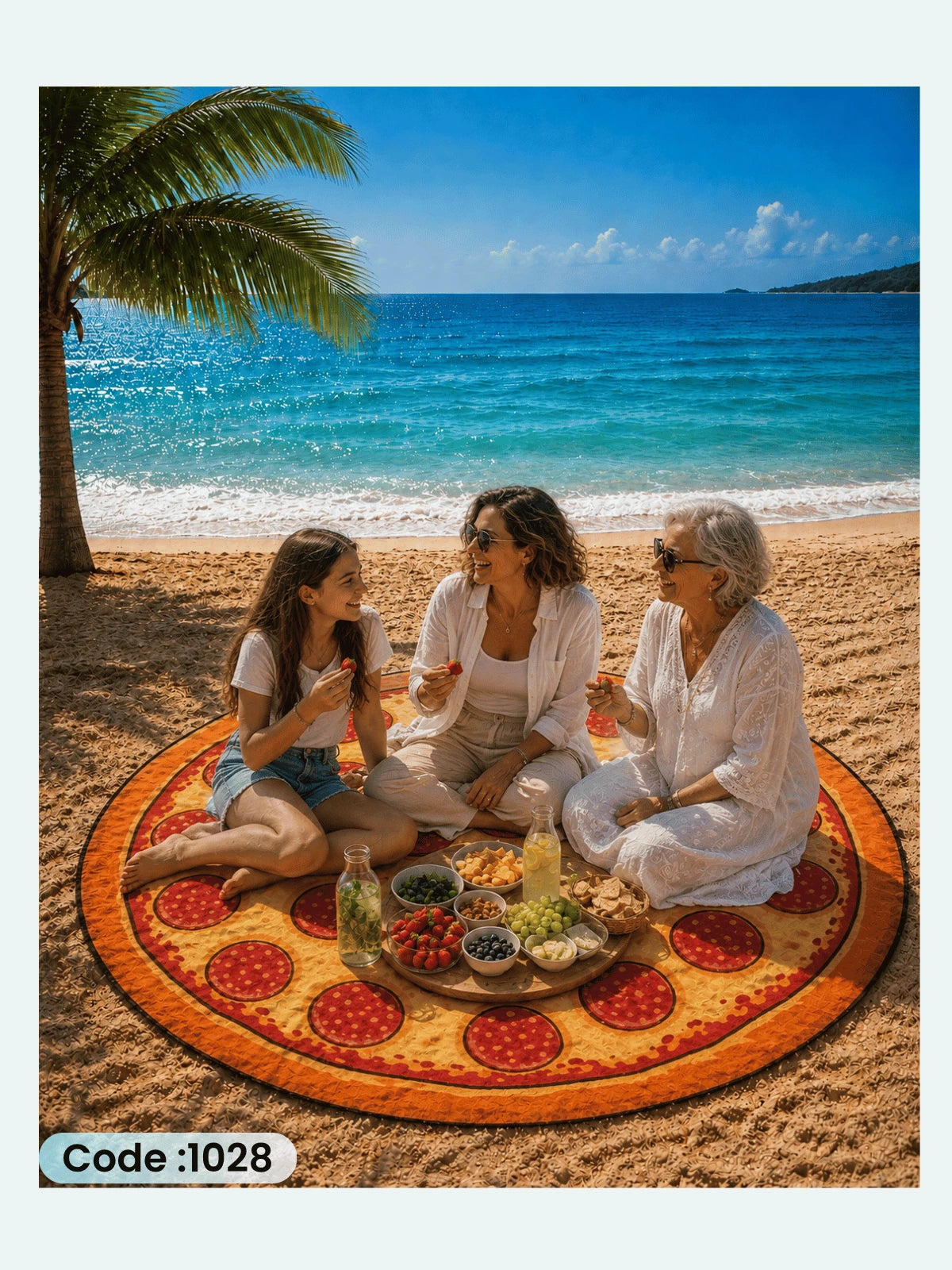 Pepperoni Pizza Round Beach Blanket – Code 1028