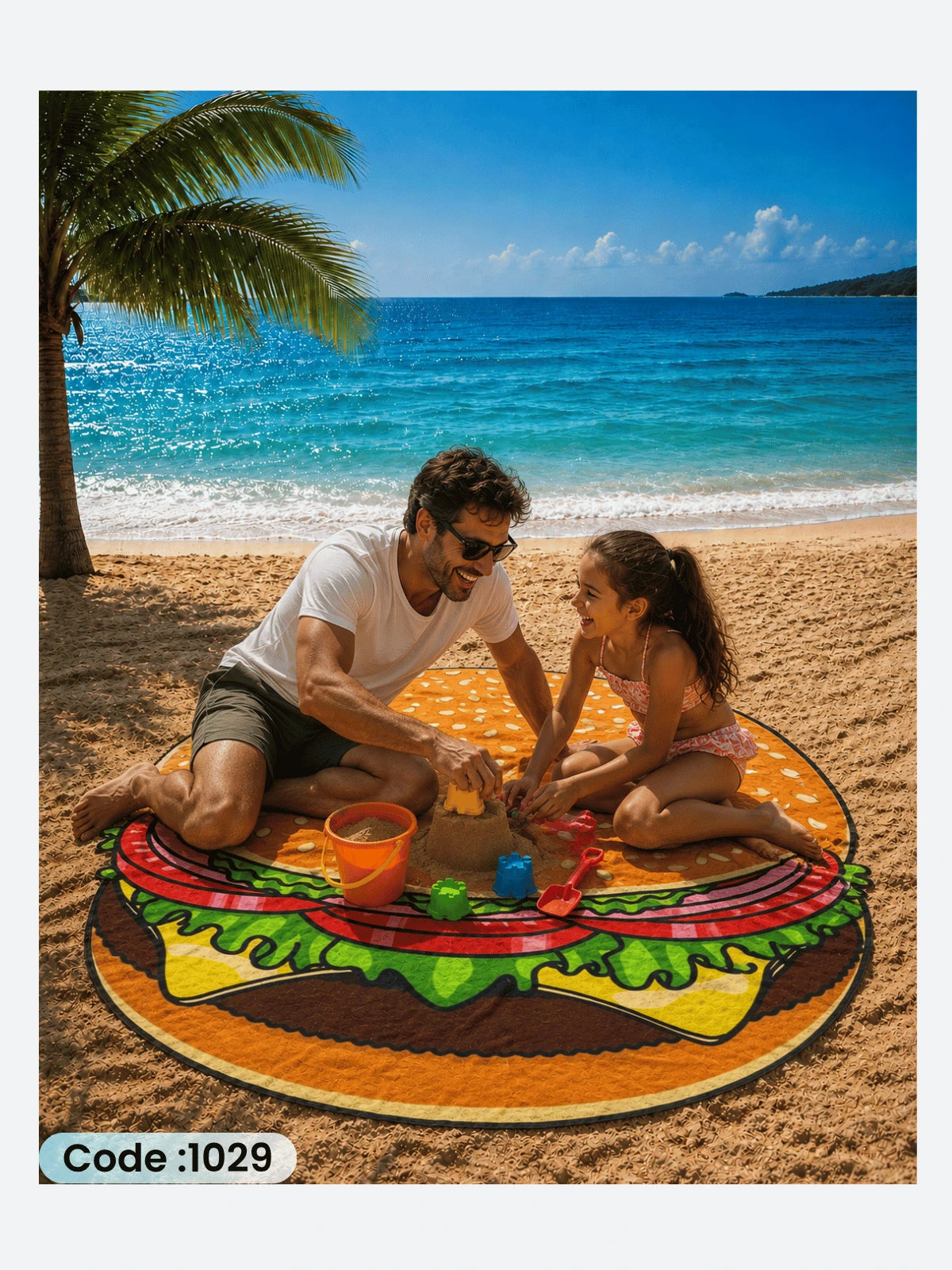 Classic Burger Round Beach Blanket – Code 1029