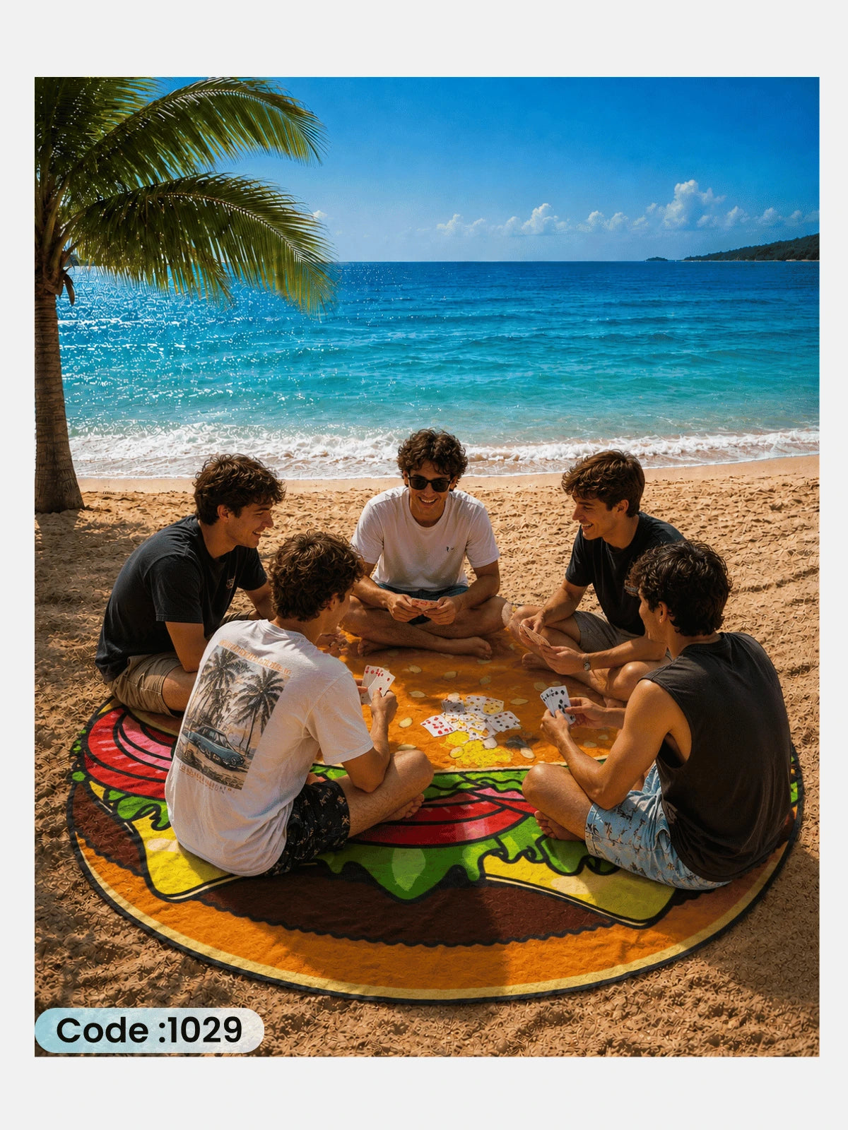 Classic Burger Round Beach Blanket – Code 1029