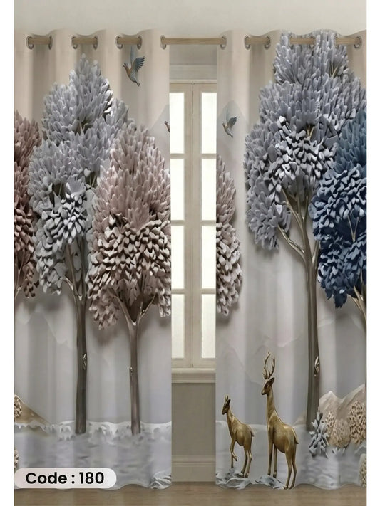 ستارة قطيفة همر رسمة أشجار فنية بتصميم فاخر 280 سم×270 سم | طباعة ديجيتال