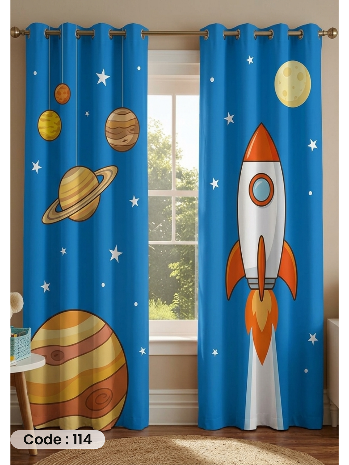 Space Adventure - ستارة أطفال 280سم×270 سم | طباعة ديجيتال