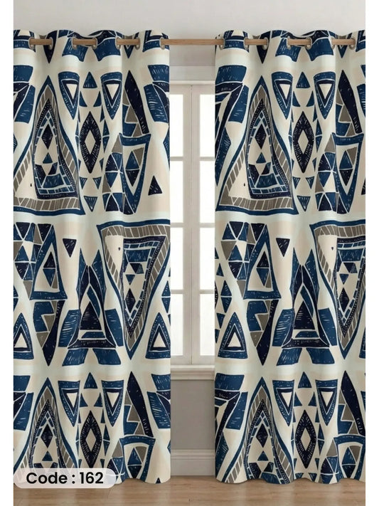 Abstract - ستارة قطيفة همر مودرن بنقوش هندسية زرقاء  280سم×270 سم | طباعة ديجيتال
