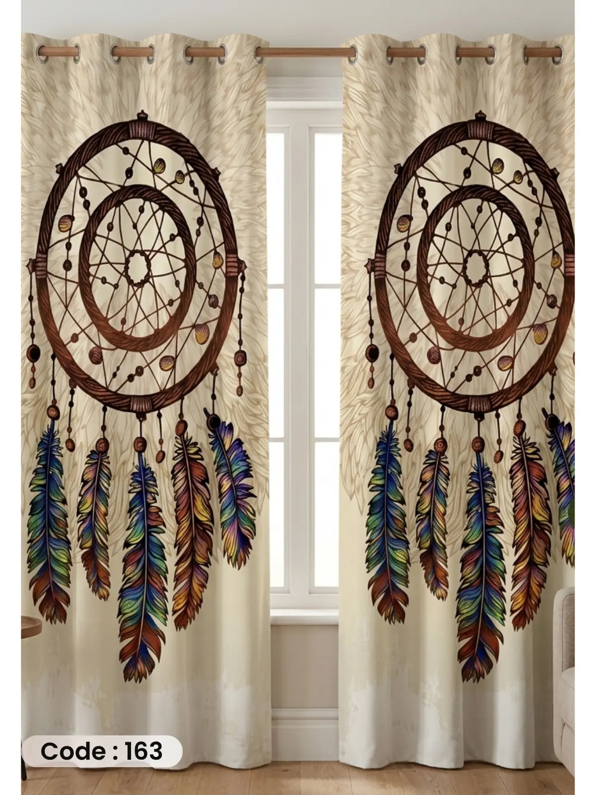 Dream Catcher - ستارة قطيفة همر مودرن بريش ملون  280سم×270 سم | طباعة ديجيتال