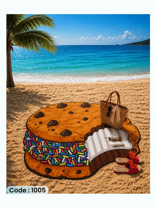 Cookie Beach Blanket | سجادة شاطئ بتصميم الكوكيز من الكتان - كود 1005