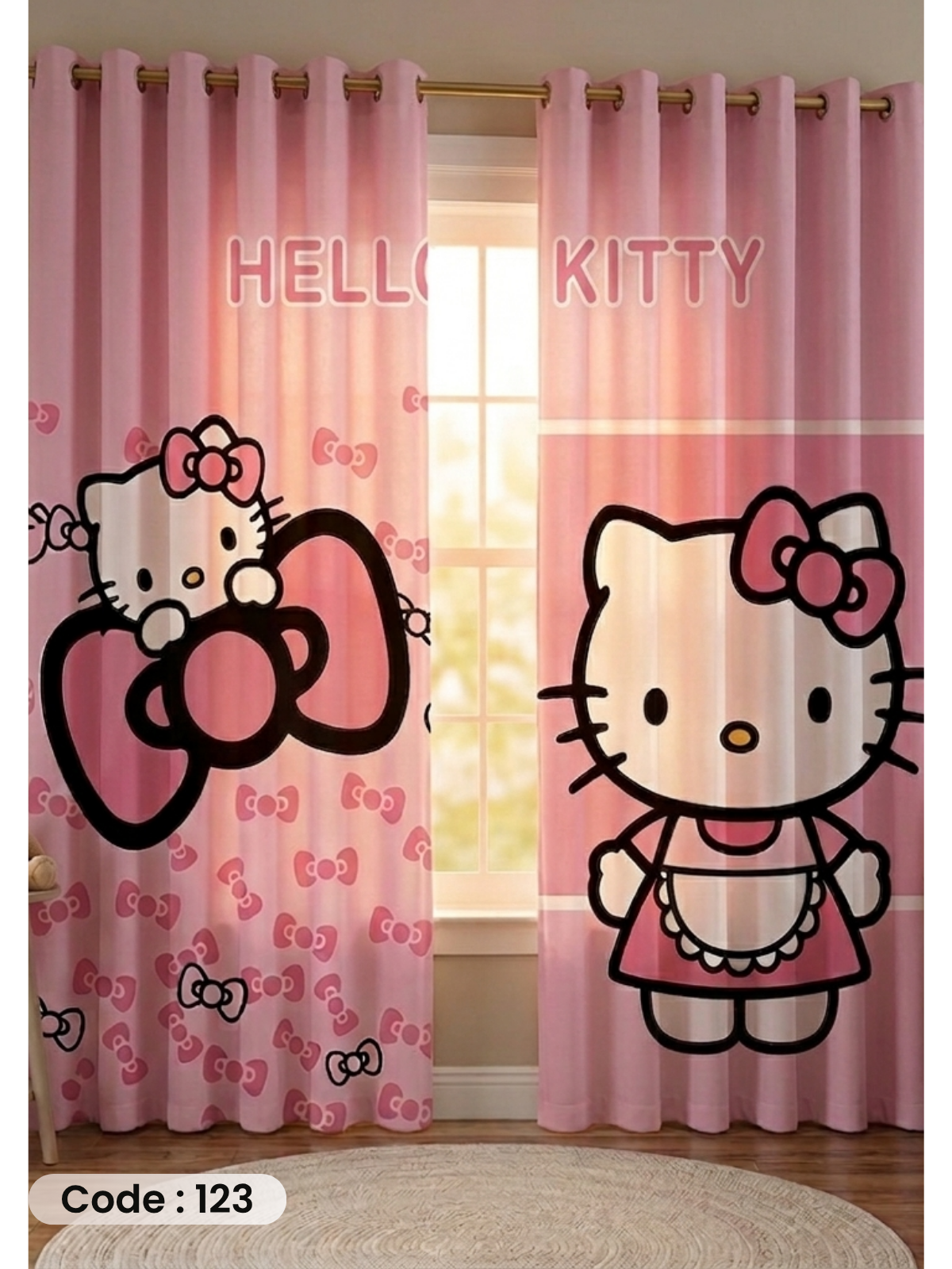 Hello Kitty Pink - ستارة أطفال 280سم×270 سم | طباعة ديجيتال