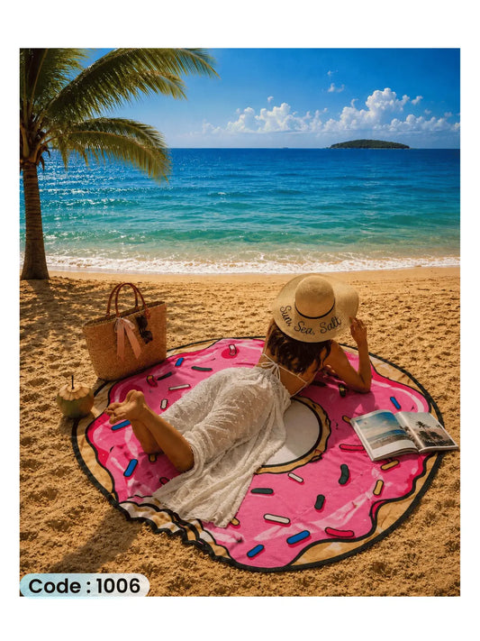 Donut Beach Blanket | سجادة شاطئ بتصميم الدونات من الكتان - كود 1006