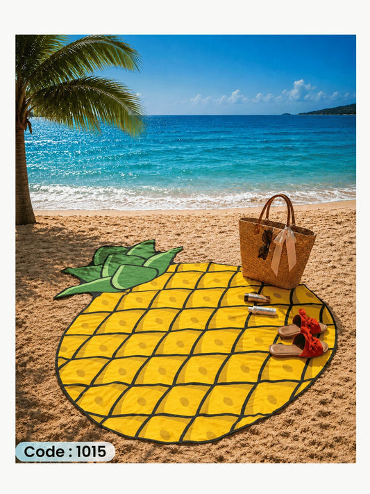 Pineapple Beach Blanket – Tropical Linen Beach Mat | Code 1015