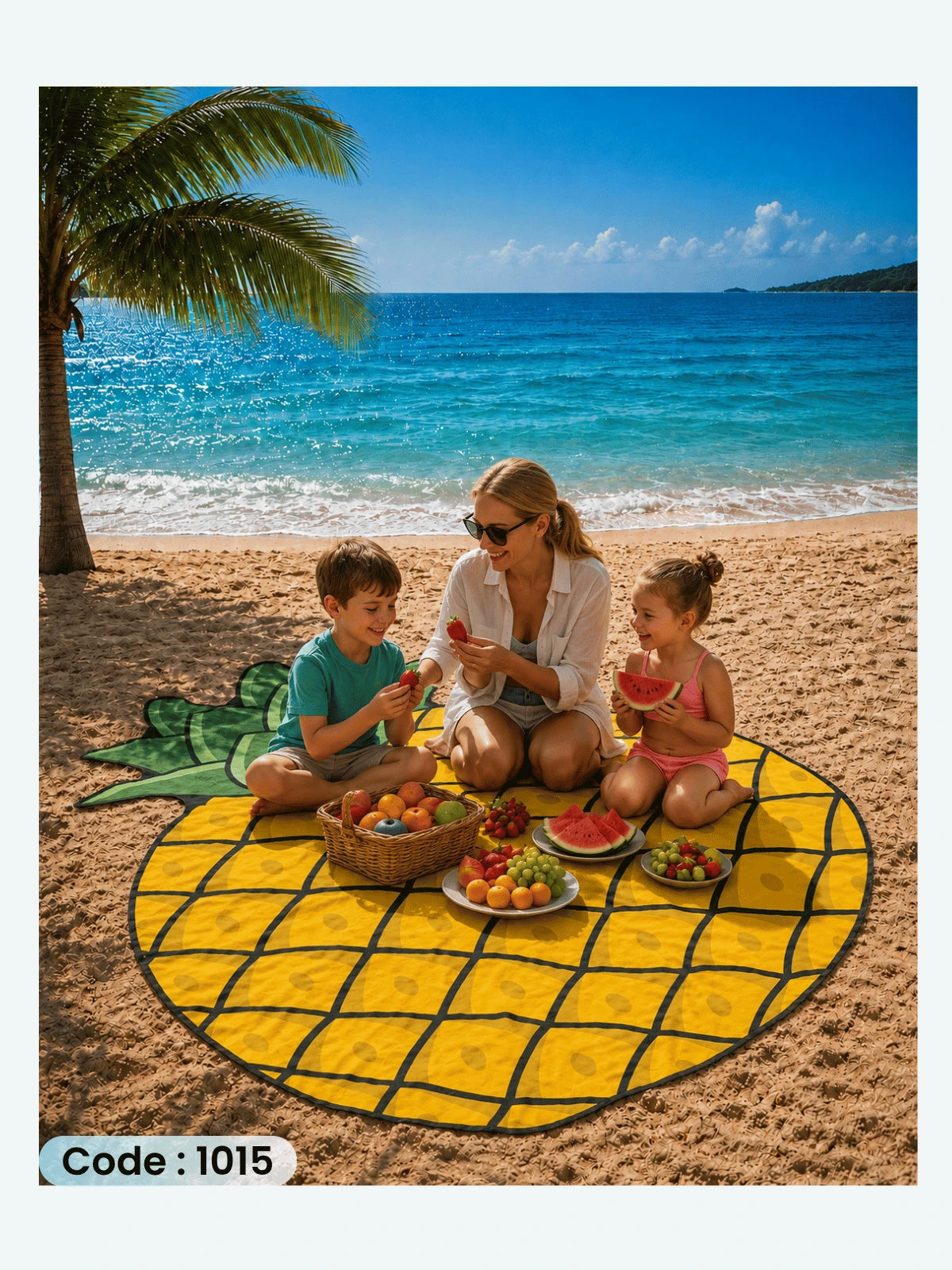 Pineapple Beach Blanket – Tropical Linen Beach Mat | Code 1015