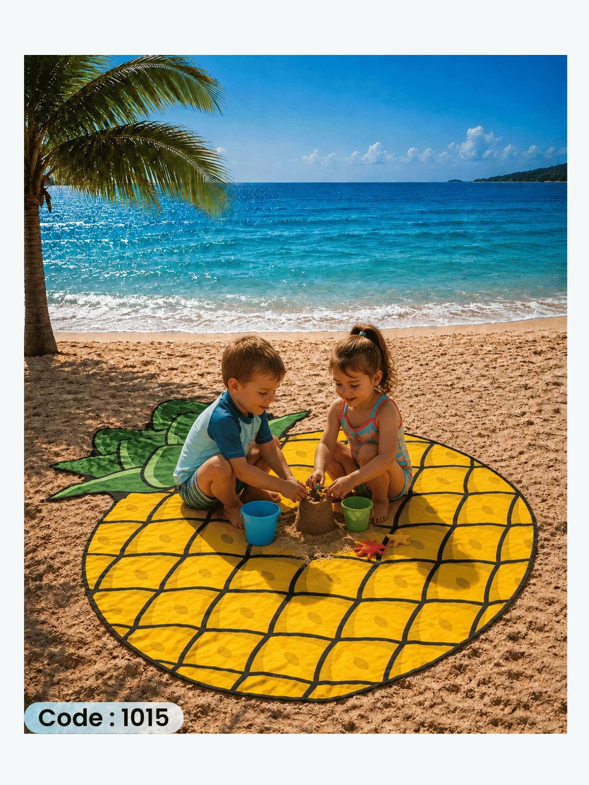 Pineapple Beach Blanket – Tropical Linen Beach Mat | Code 1015