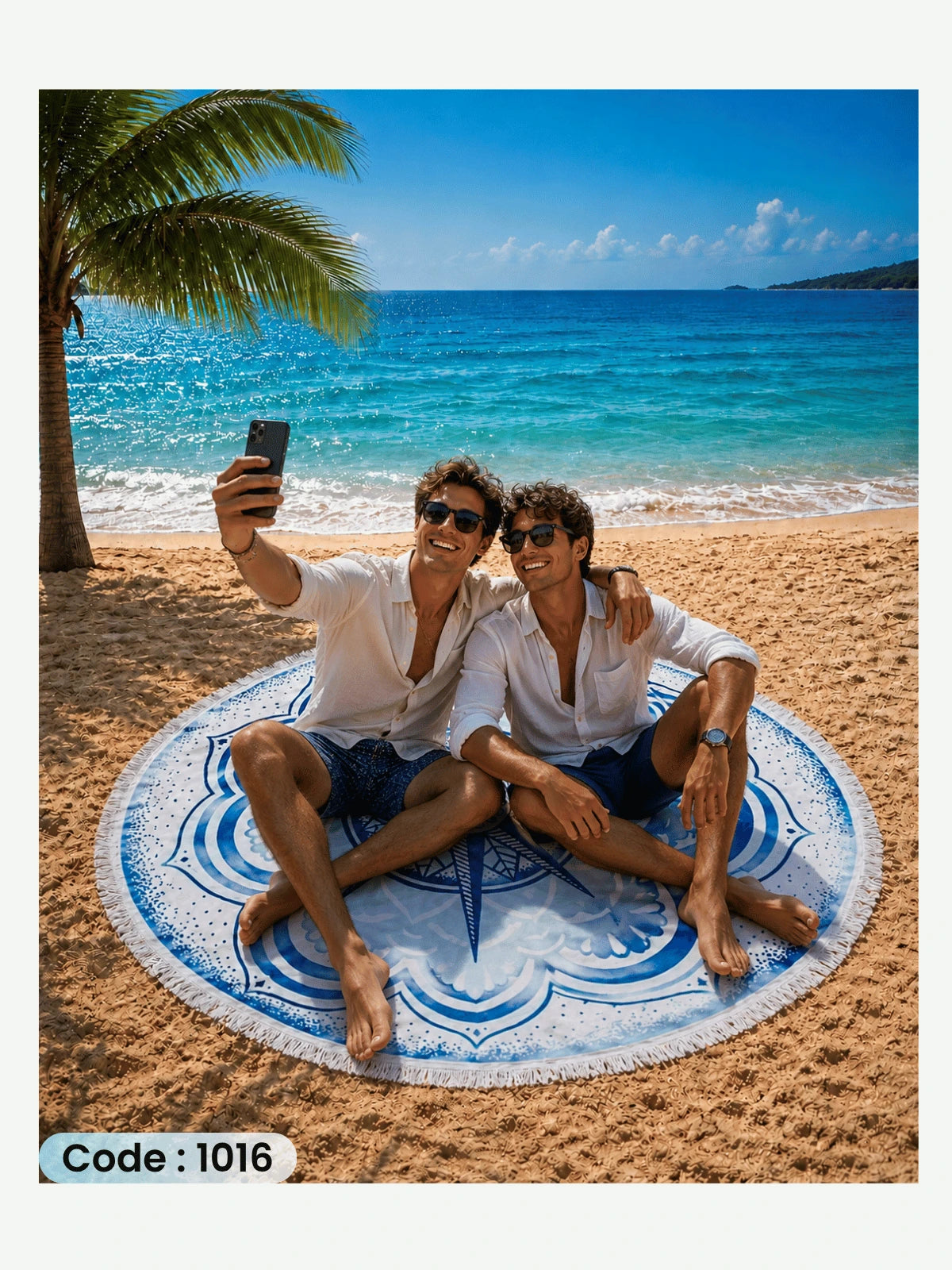Blue Compass Mandala Round Beach Blanket – Code 1016