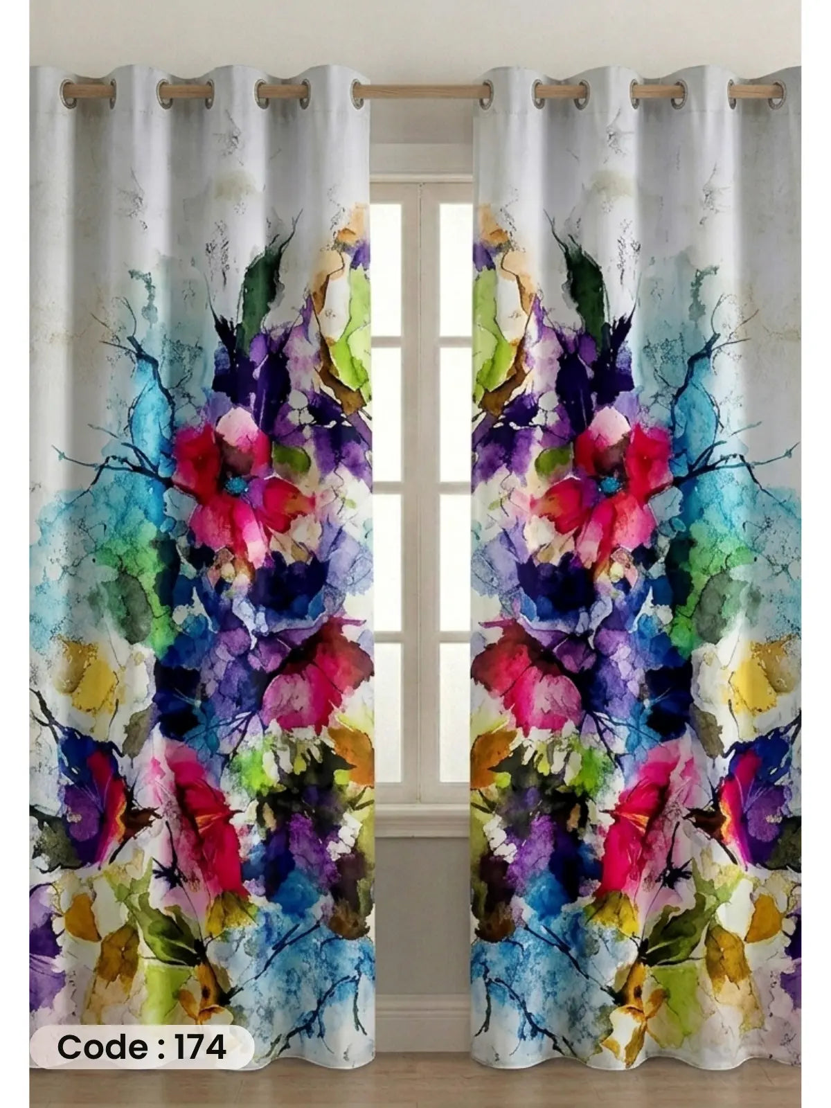 ستارة قطيفة همر بألوان مائية فنية وتصميم عصري جريء 280 سم×270 سم | طباعة ديجيتال