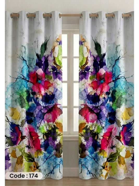 ستارة قطيفة همر بألوان مائية فنية وتصميم عصري جريء 280 سم×270 سم | طباعة ديجيتال