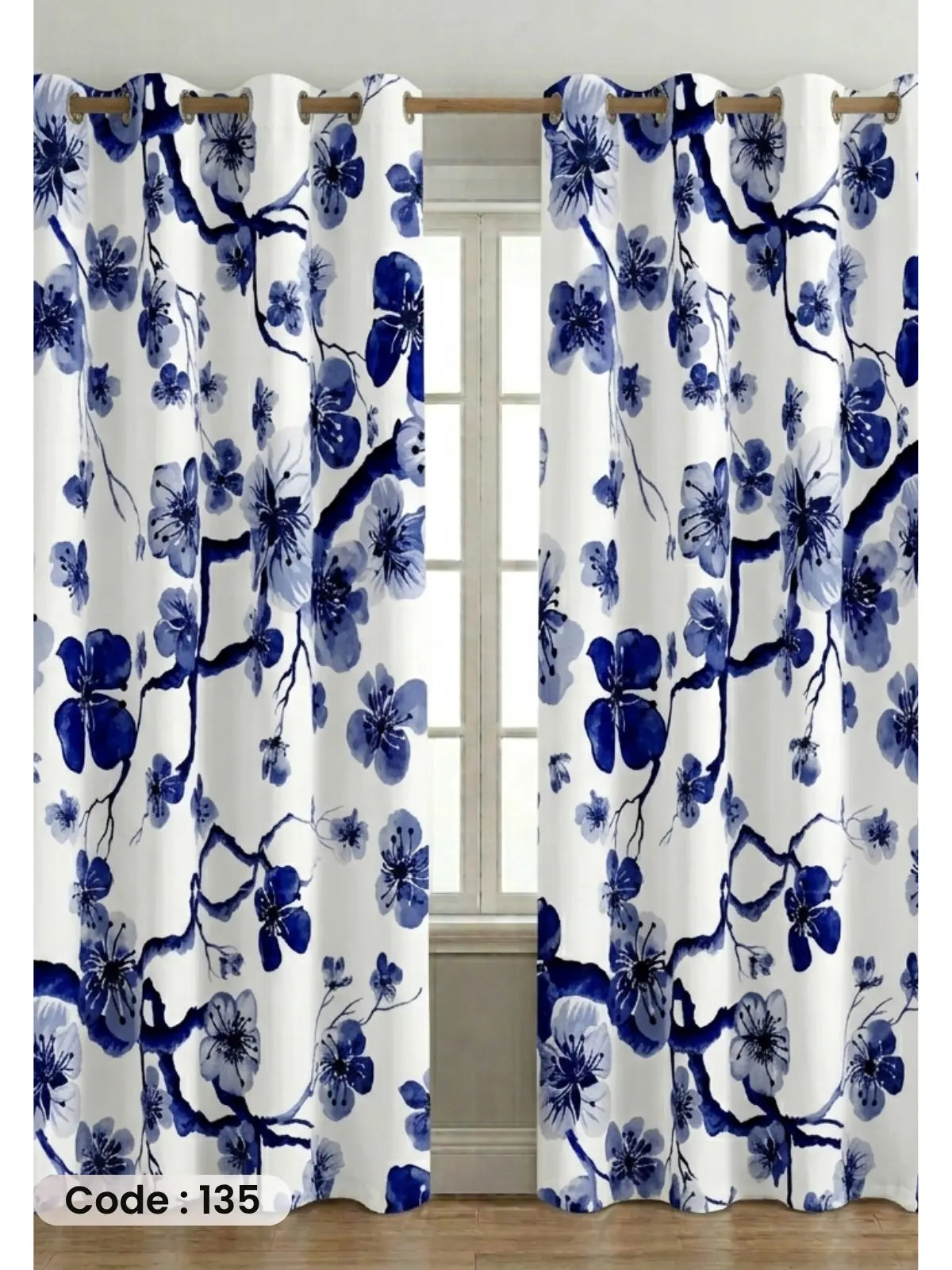 Blue Blossom - ستارة قطيفة همر  280سم×270 سم | طباعة ديجيتال