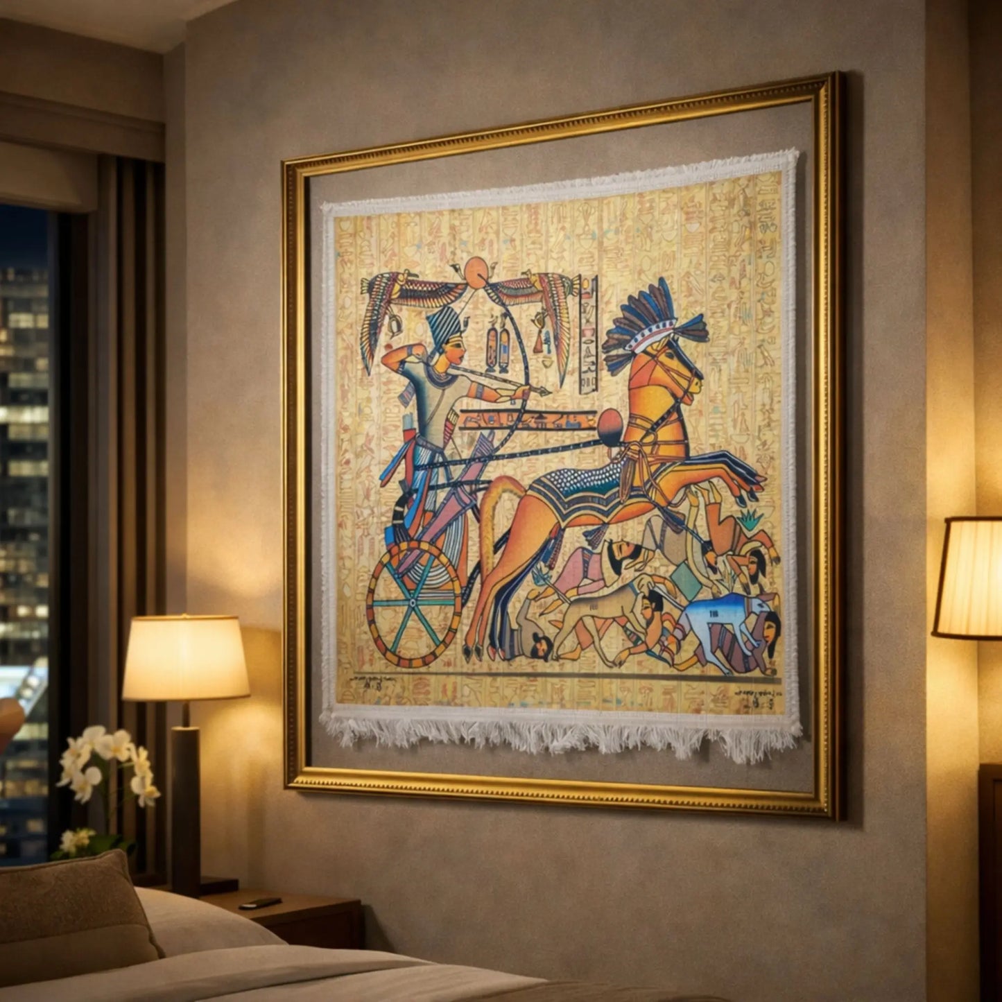 ancient-egypt-pharaoh-chariot-framed-wall-rug