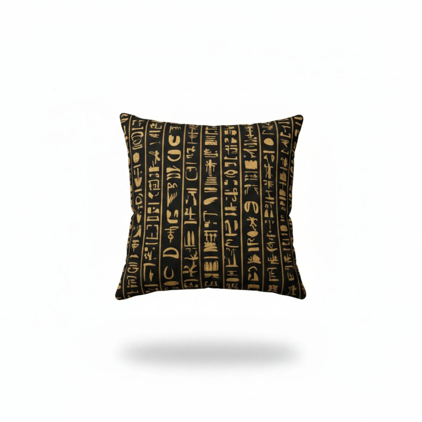 black-egyptian-hieroglyphic-cushion-cover-gold-front-view