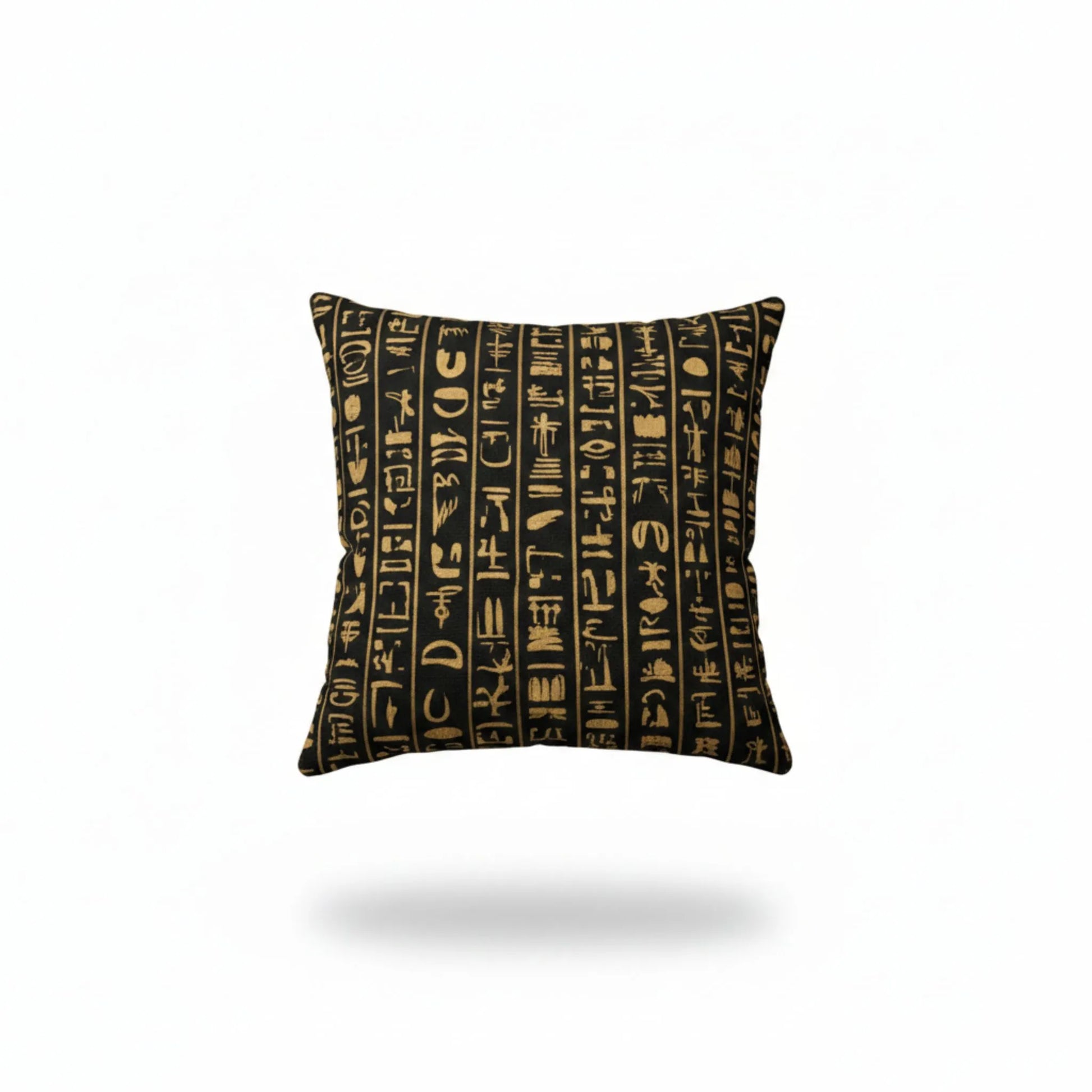 black-egyptian-hieroglyphic-cushion-cover-gold-front-view