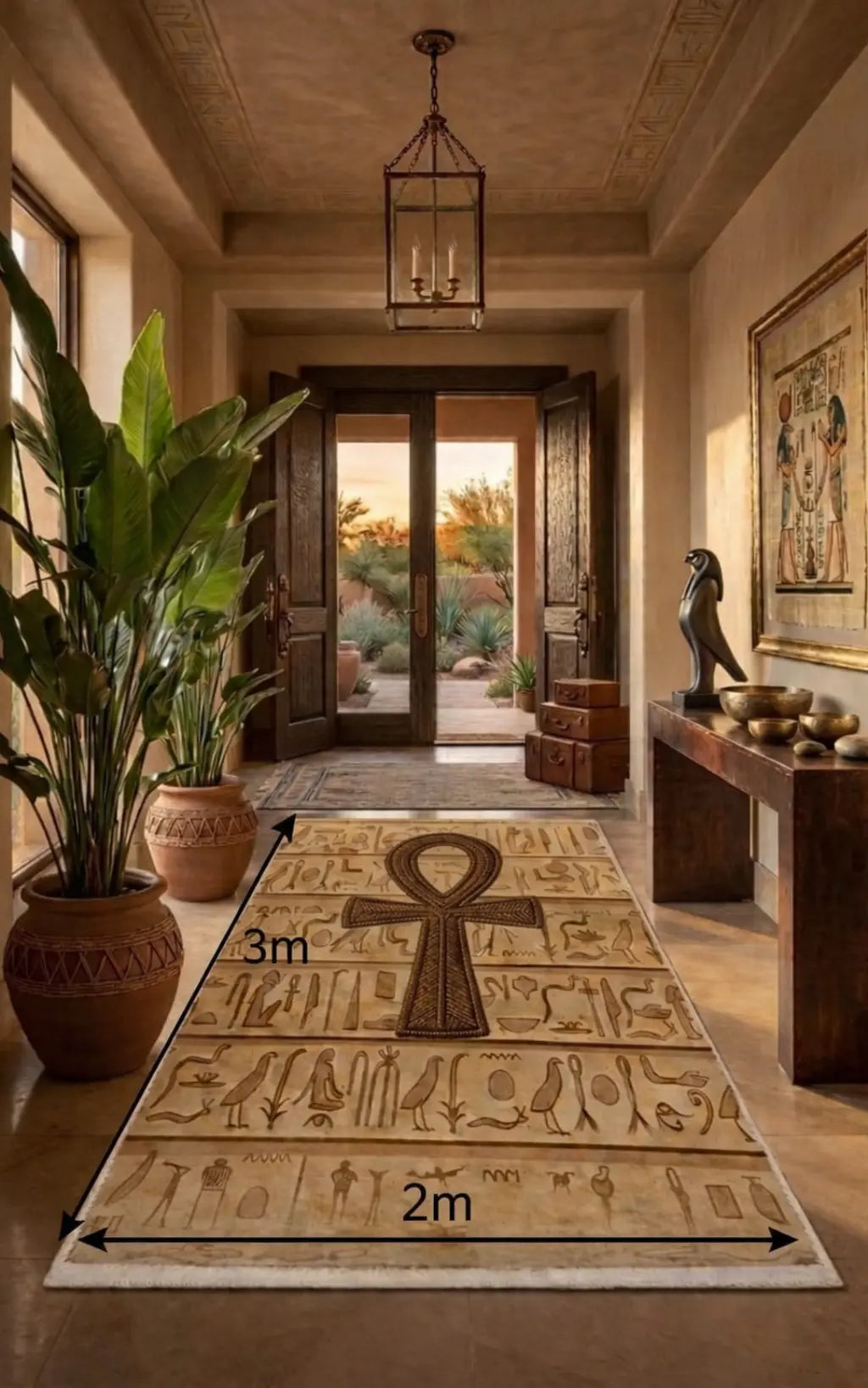  بديل سجاد فرعوني فاخر – تصميم مفتاح الحياة والنقوش الهيروغليفي