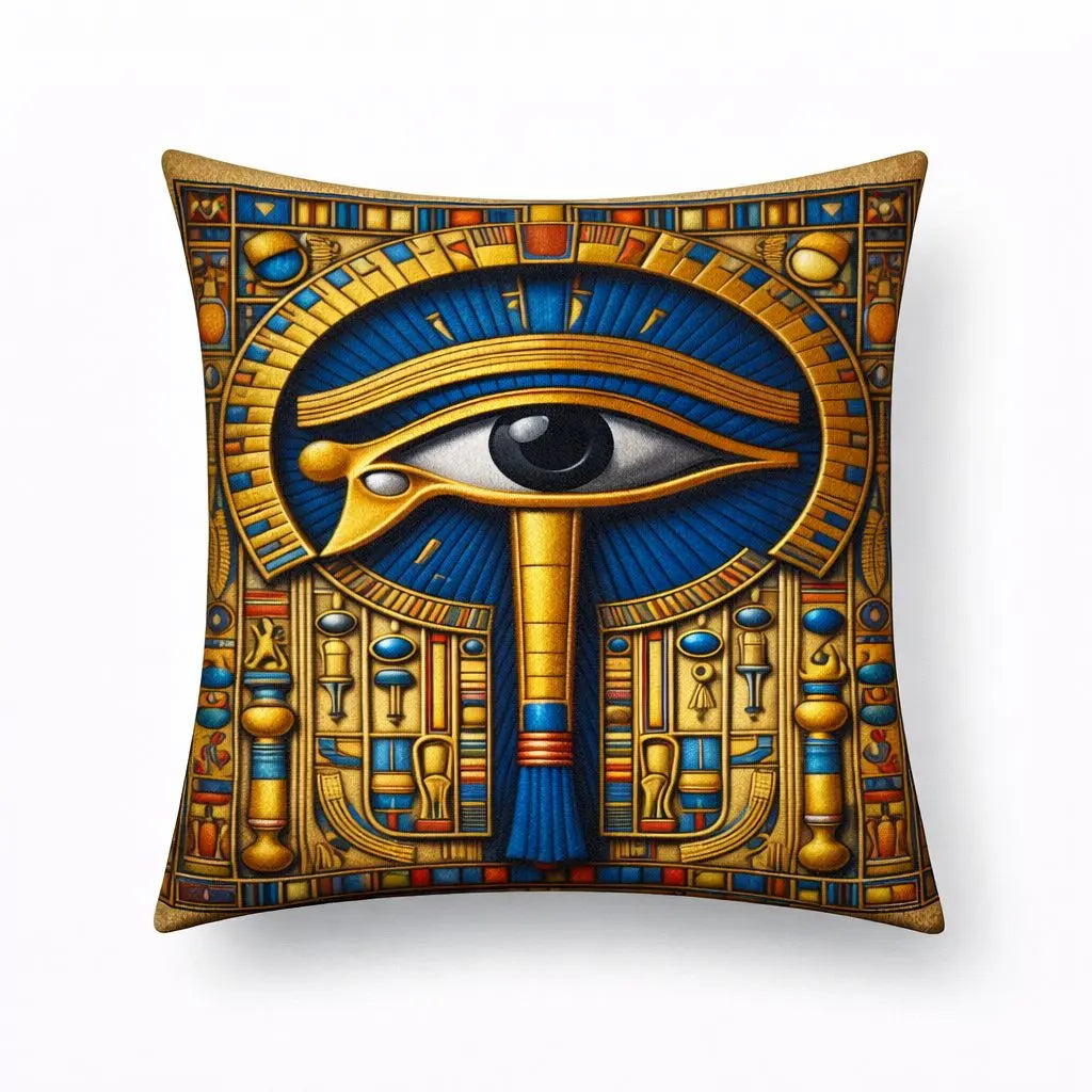 egyptian-eye-of-horus-throw-pillow-pharaonic-cushion-gold-blue-front-view