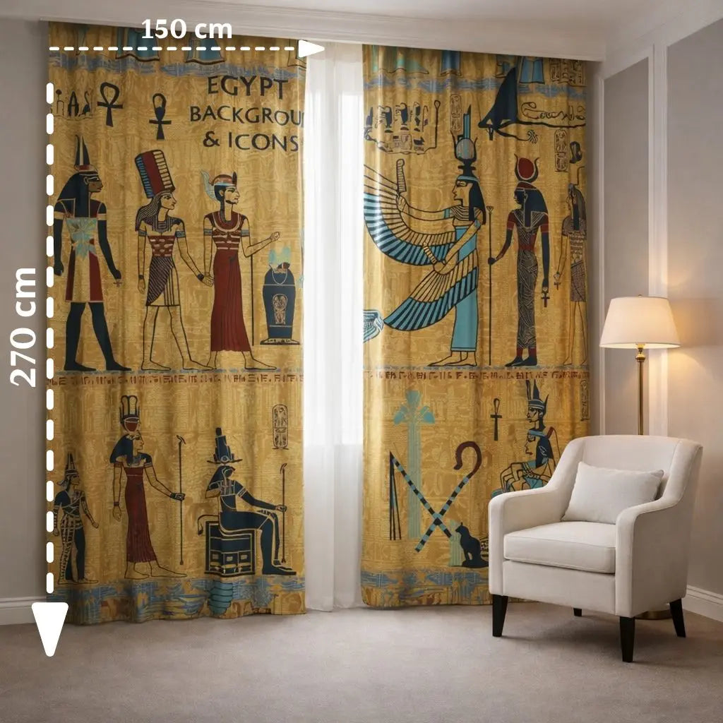 egyptian hieroglyphic curtains with dimension