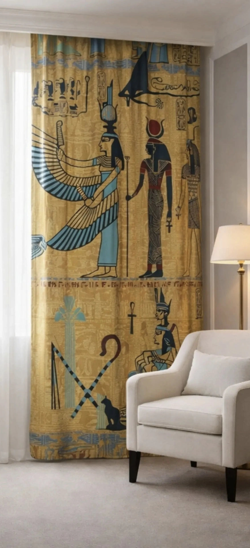 egyptian hieroglyphic curtains right view