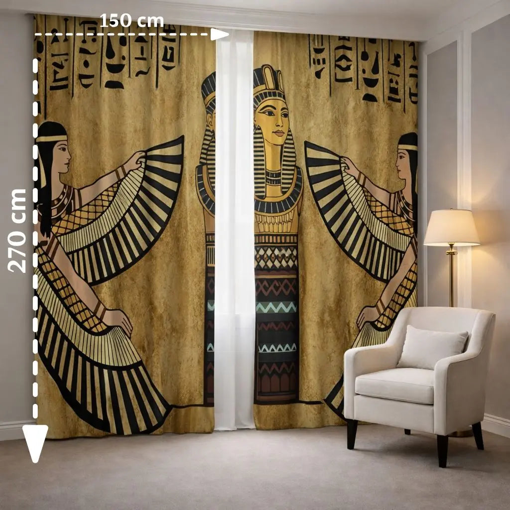 egyptian pharaonic queen curtains with dimensions