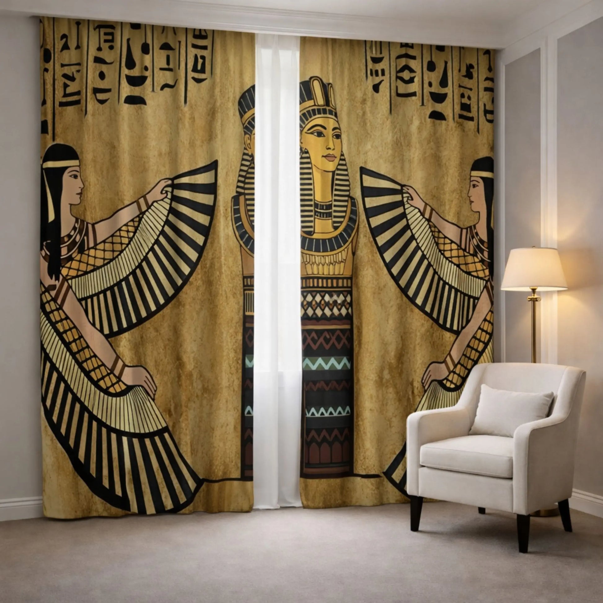 egyptian pharaonic queen curtains front view