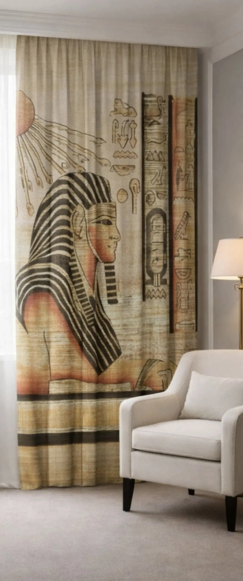 egyptian pyramids curtains beige right view