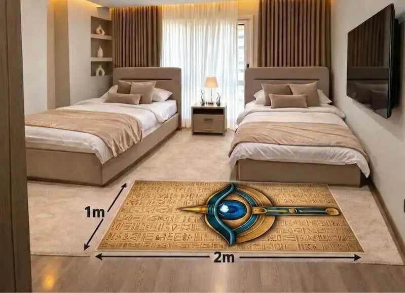 بديل سجاد فرعوني فاخر – تصميم عين حورس ومفتاح الحياة الهيروغليفي