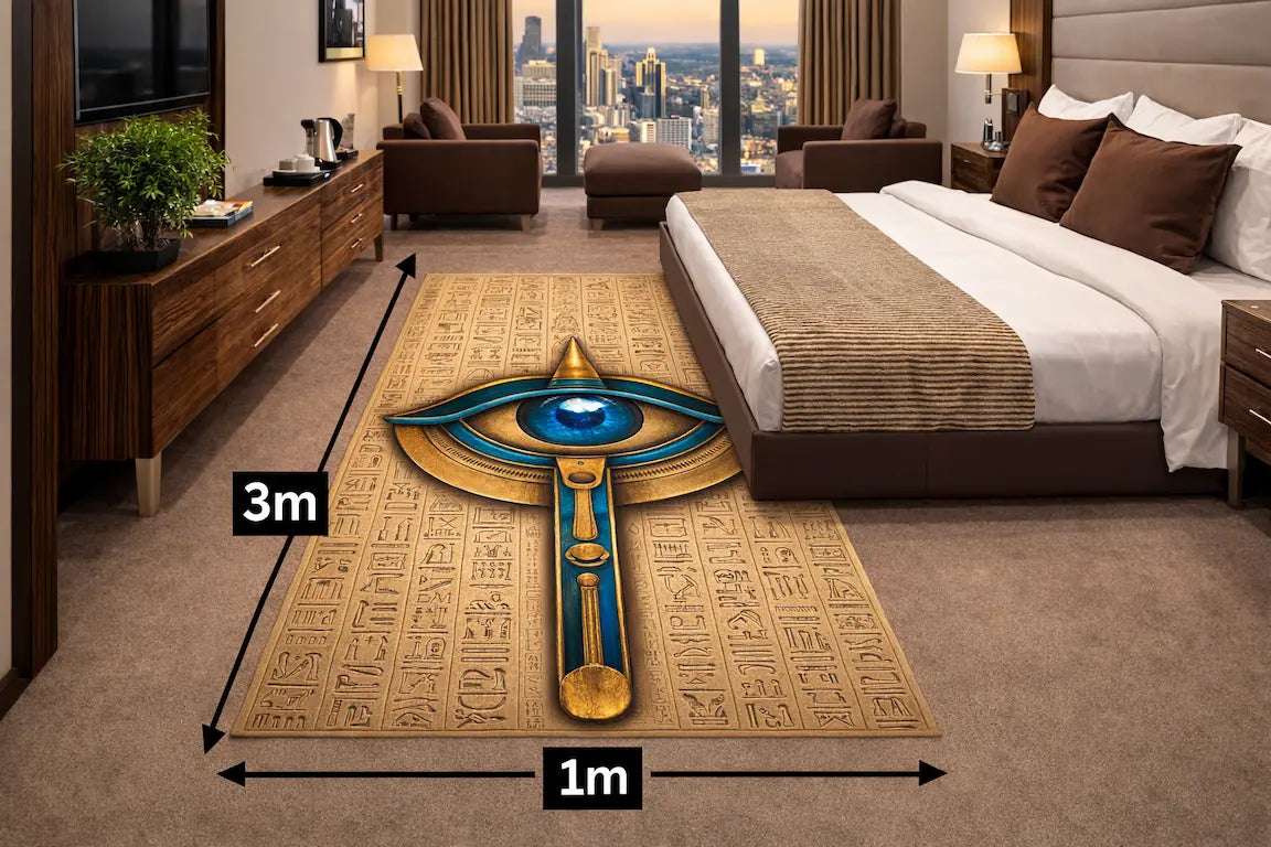 بديل سجاد فرعوني فاخر – تصميم عين حورس ومفتاح الحياة الهيروغليفي