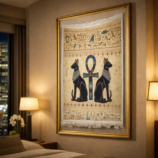 pharaonic-bastet-ankh-framed-wall-rug-decor