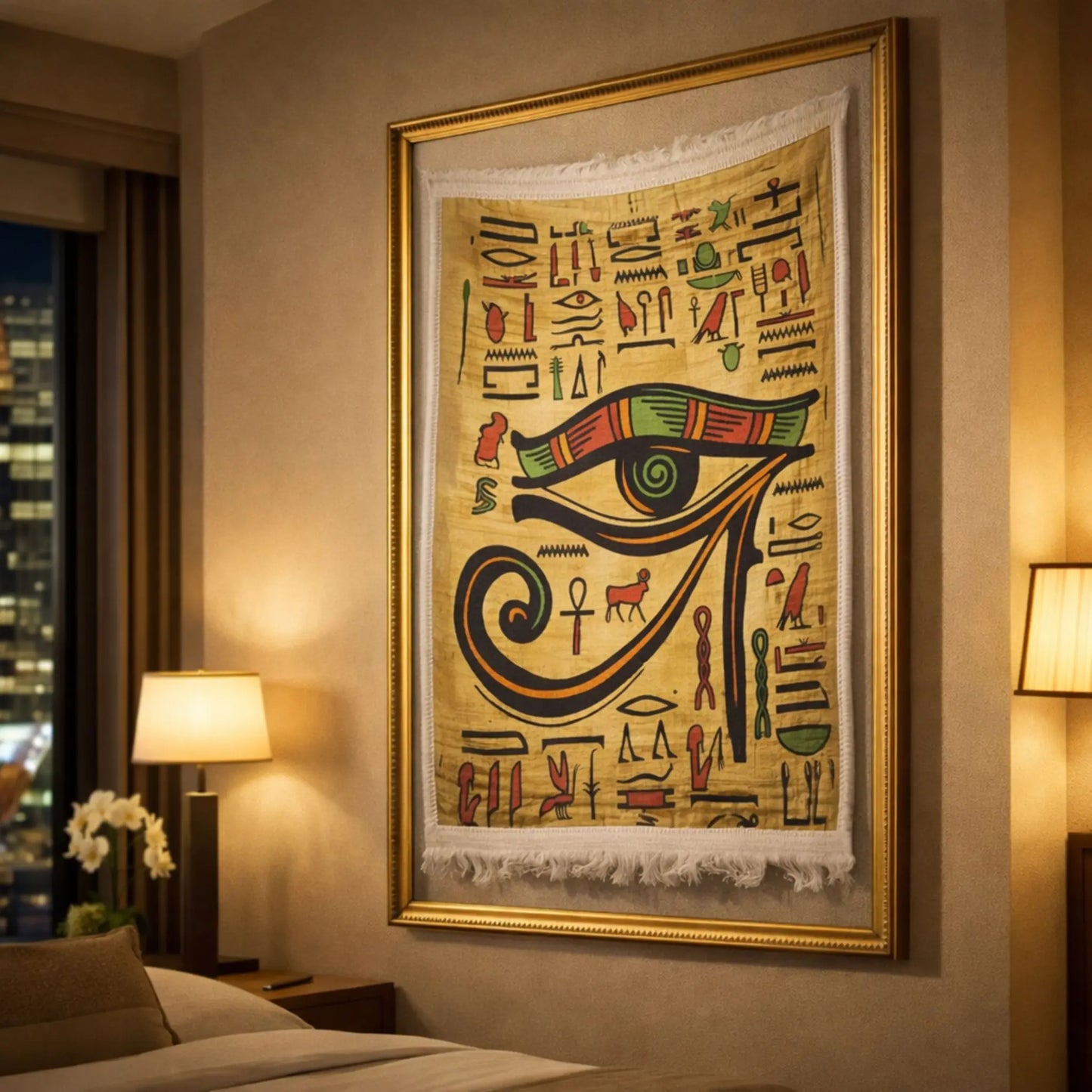 pharaonic-eye-of-horus-wall-rug-decor-frame-view