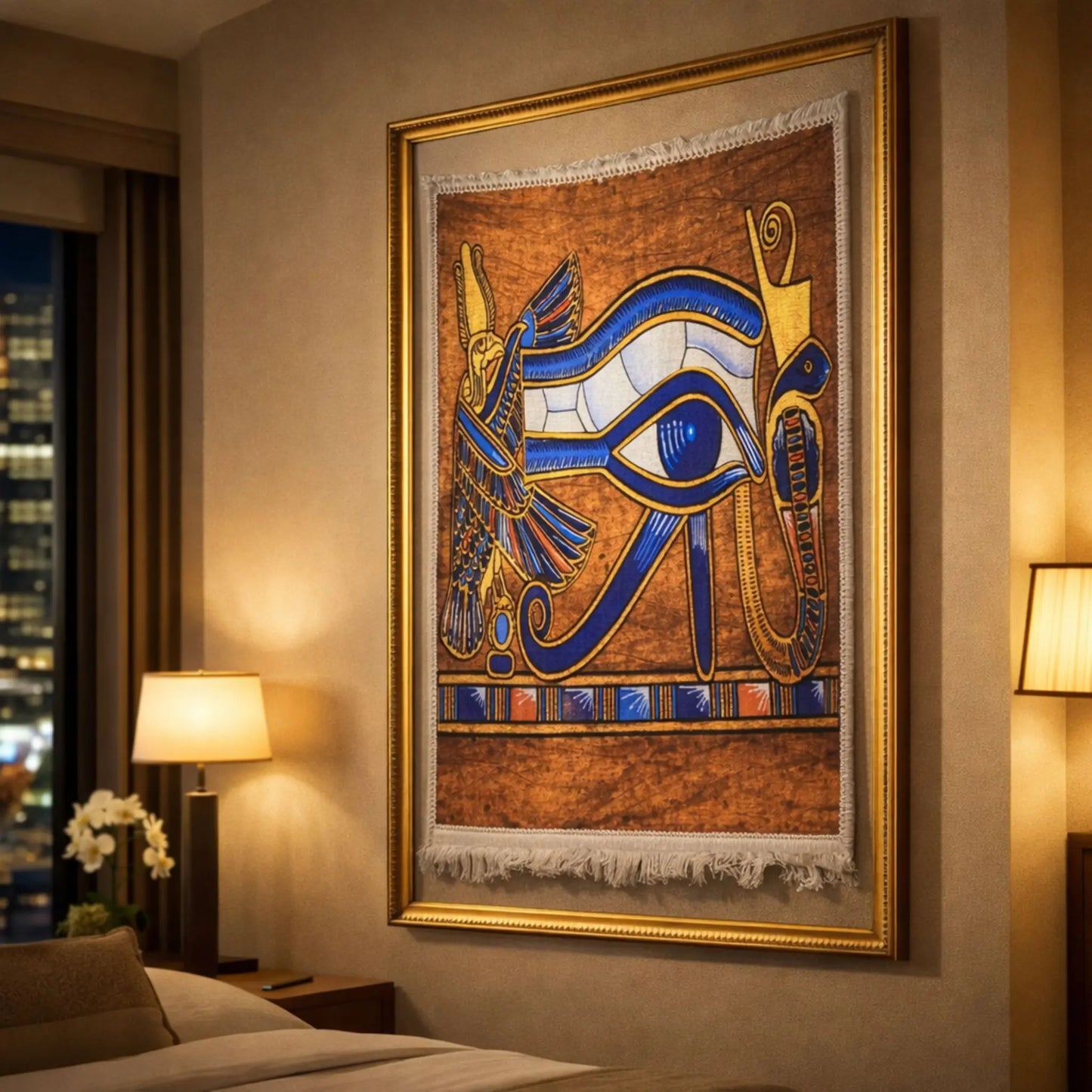 pharaonic-framed-wall-hanging-eye-of-horus-blue-gold