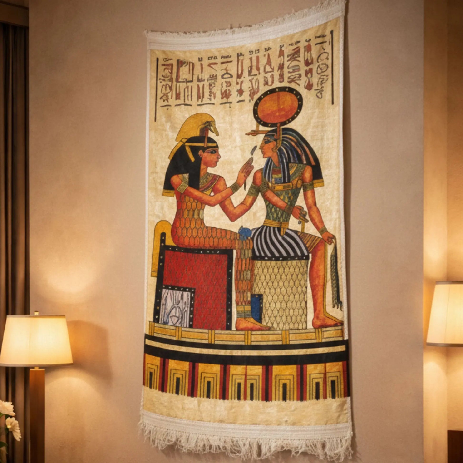 pharaonic-wall-hanging-ancient-egypt-royal-scene-Front-view