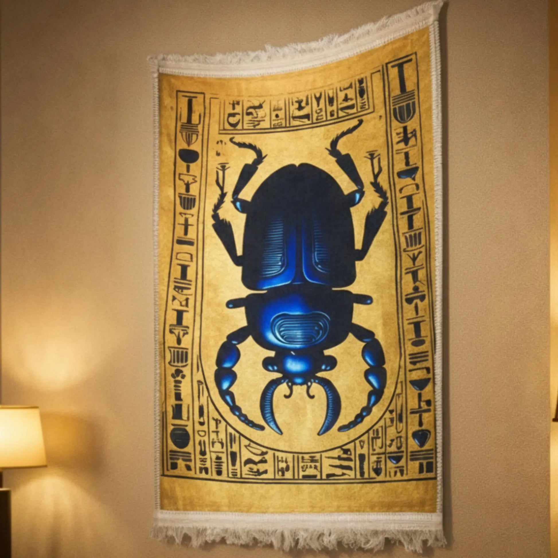 pharaonic-wall-hanging-blue-scarab-gold-front-view