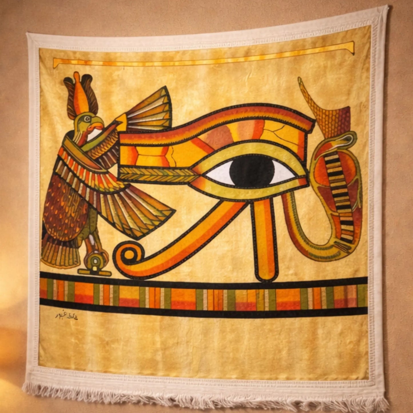 pharaonic-wall-rug-eye-of-horus-gold-front-view