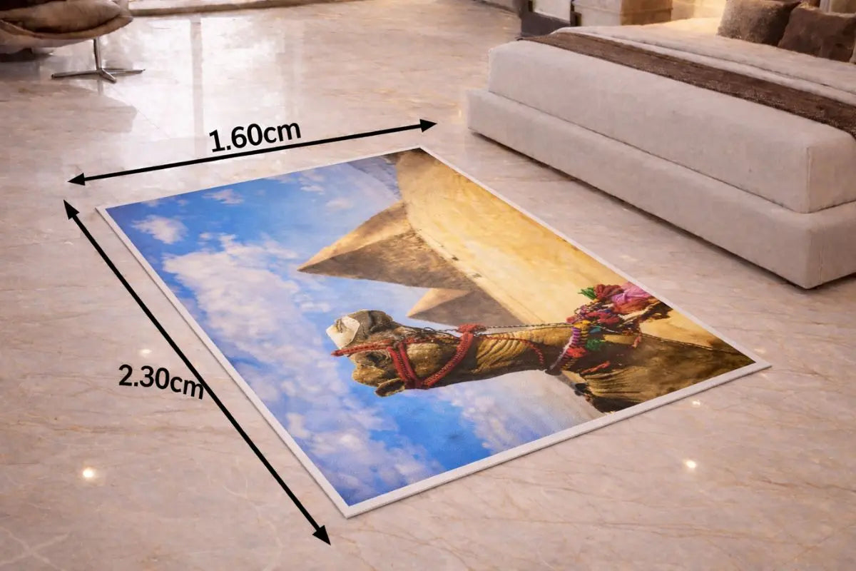  بديل سجاد فرعوني فاخر  بتصميم الأهرامات والجمل في الصحراء
